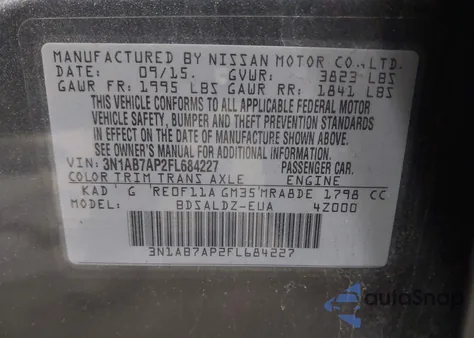 2015 Nissan Sentra Sv from USA, damaged, VIN 3N1AB7AP2FL684227